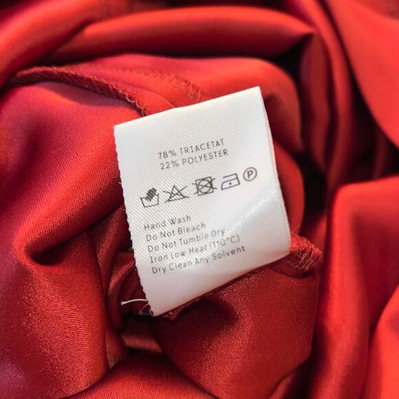 Nanushka Rust Red Satin Midi Dress Long Sleeve Mock Neck Minimalist Size M - Picture 9 of 12